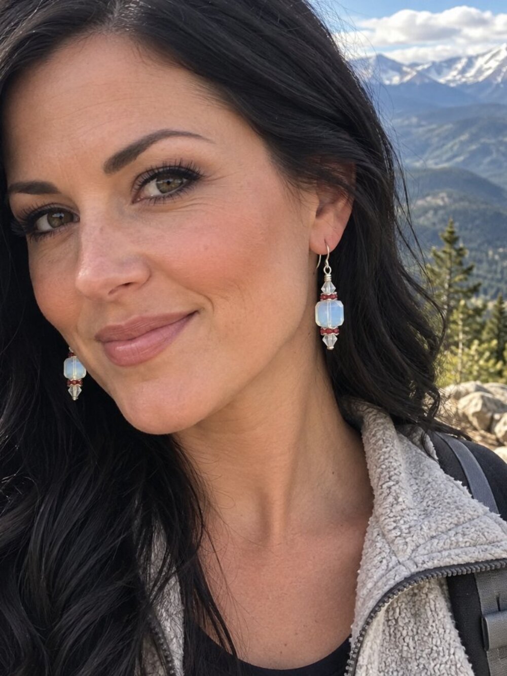 October birthday 🎂- Opal Swarovski Beads and Rose Rhinestone Earrings 2/$22